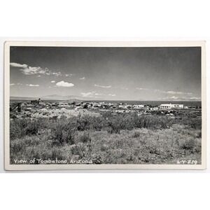 Tombstone, Arizona AZ‎ Town Landscape Desert Panorama View c1950s RPPC Postcard